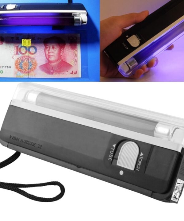 Handheld Blacklight UV Lamp & LED Flashlight, Verify Hidden Security Features On banknotes and Passport(Black)