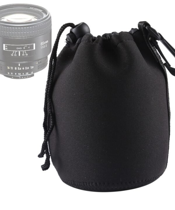 Neoprene SLR Camera Lens Carrying Bag Pouch Bag with Carabiner, Size: 10x14cm(Black)