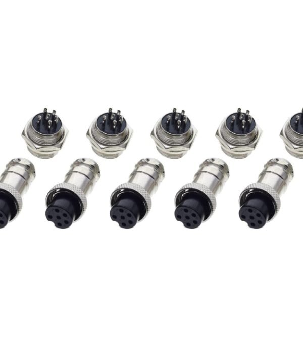 DIY 16mm 6-Pin GX16 Aviation Plug Socket Connector (5 Pcs in One Package, the Price is for 5 Pcs)