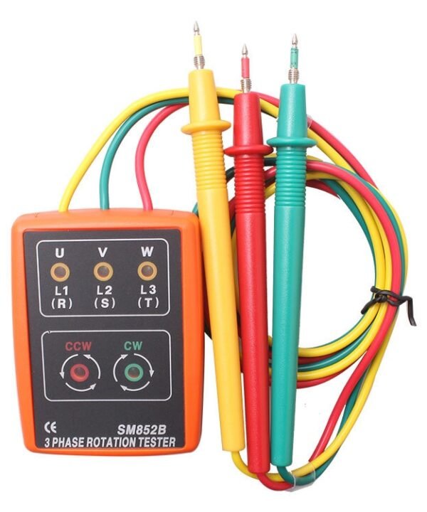 SM852B 3 Phase Rotation Tester Indicator Detector Meter(Orange)