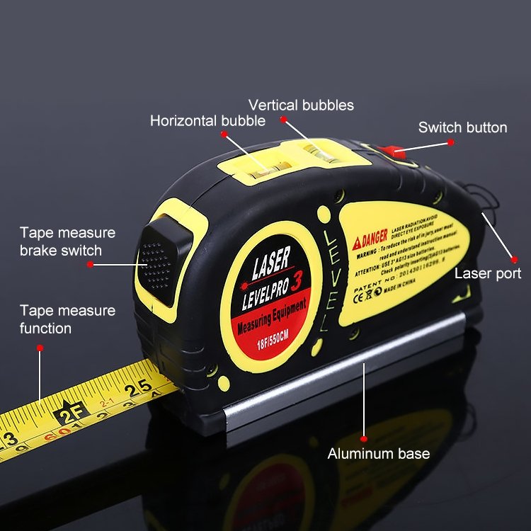 Laser Level with Tape Measure Pro (550cm), LV-05(Yellow) - Image 7