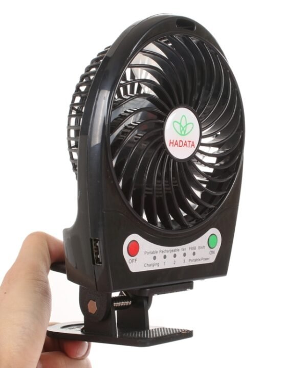 Hadata 4.3 inch Portable USB / Li-ion Battery Powered Rechargeable Fan with Third Wind Gear Adjustment & Clip