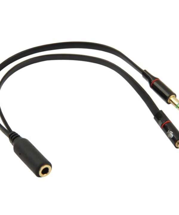 3.5mm female to 3.5mm Male Microphone Jack + 3.5mm Male Earphone Jack Adapter Cable(Black)