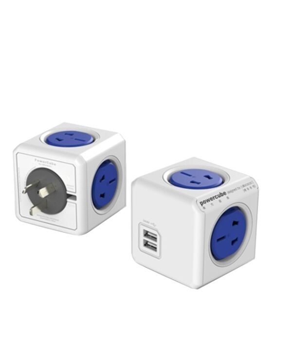 PowerCube 10A Universal Wall Adapter Power Socket with 4 US / AU Sockets and 2 USB Ports for Home Office, AU Plug, Random Color Delivery