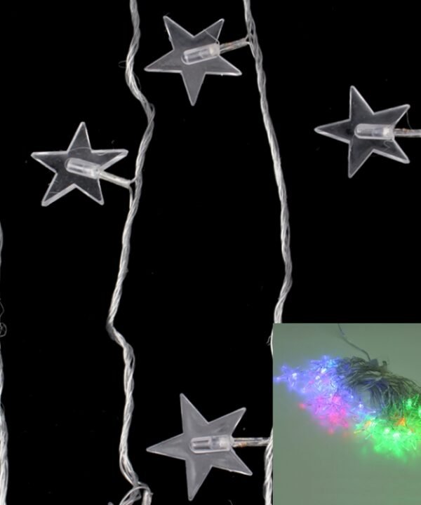 7m Pentastar Pendants Decoration String Lights, 30-LED Multi-Colored Light  (AC 12-240V / EU Plug)(Transparent)