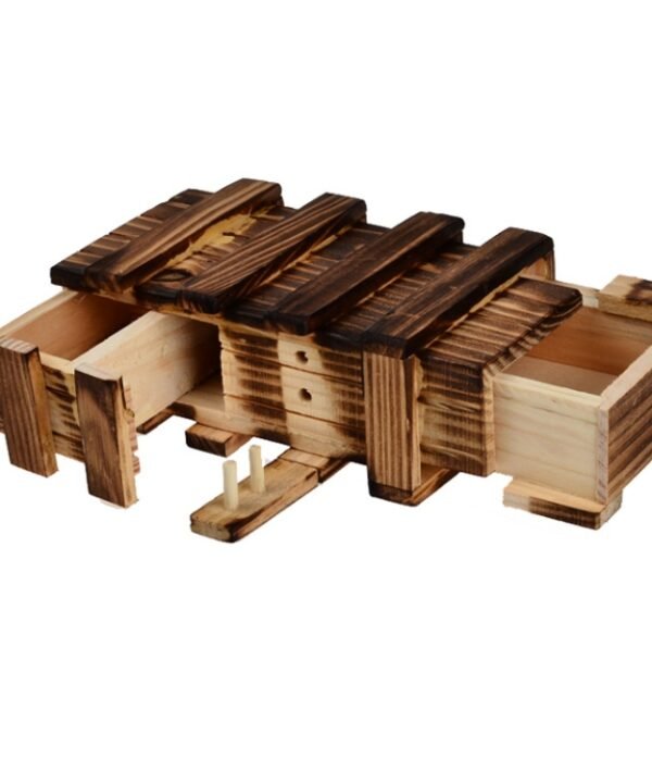 Magic Compartment Wooden Puzzle Box with Secret Drawer, Size: L
