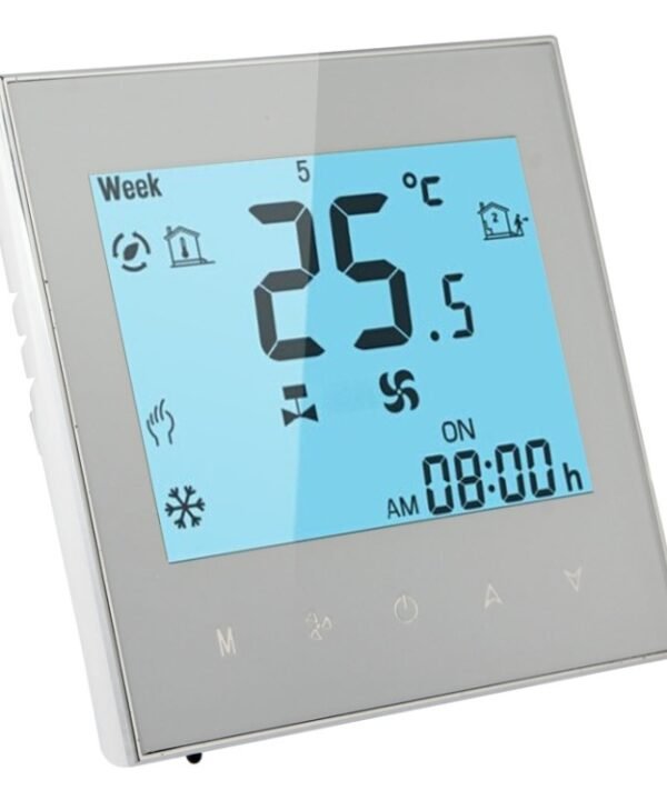 LCD Display Air Conditioning 2-Pipe Programmable Room Thermostat for Fan Coil Unit(White)