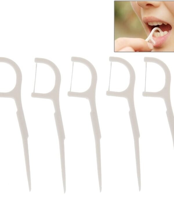 50 PCS Tooth Pick with Thread Wide Type ABS Dental Floss