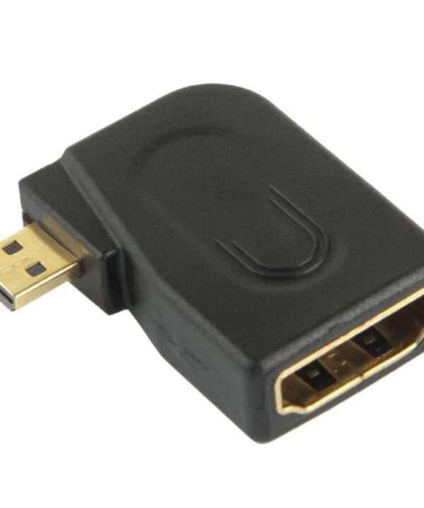 Gold Plated Micro HDMI Male to HDMI 19 Pin Female Adaptor with 90 Degree Angle(Black)