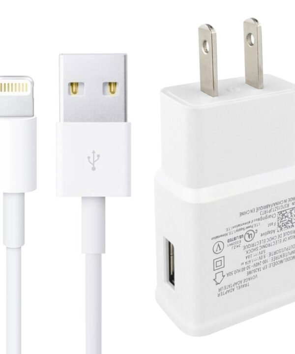 Charger Sync Cable + US Plug Travel Charger for iPad, iPhone, Galaxy, Huawei, Xiaomi, LG, HTC and Other Smart Phones, Rechargeable Devices(White)