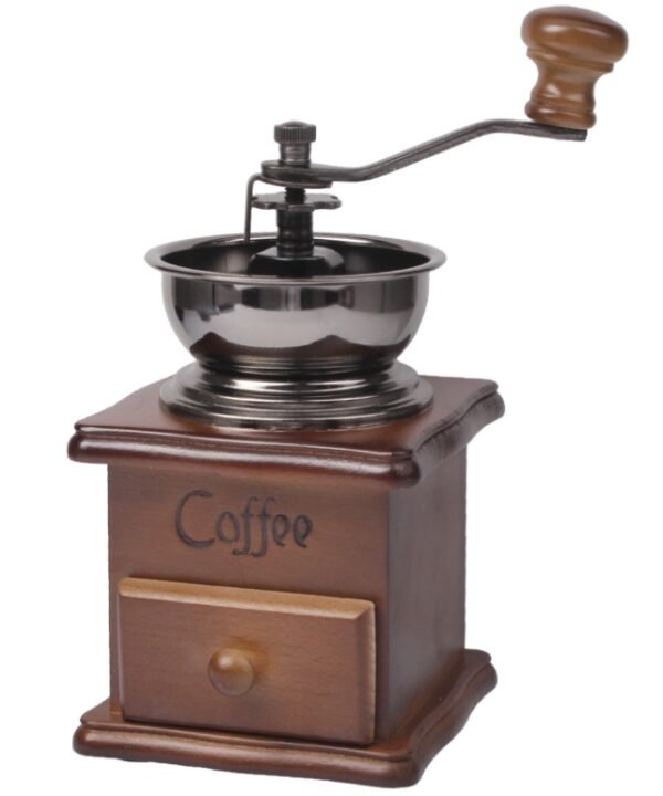 Manual Coffee Mill Wood Stand Bowl Antique Hand Coffee Bean Grinder
