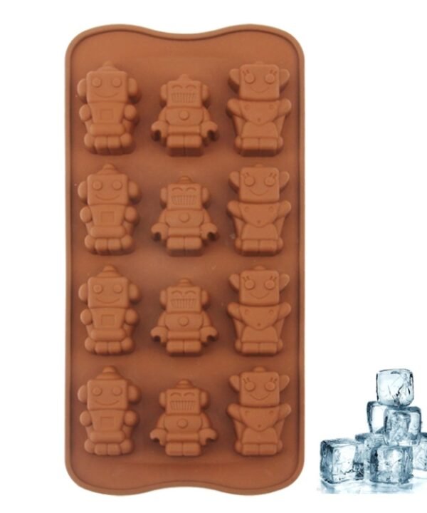 Lovely Robot Shape 12-Grid Ice Cube Tray(Brown)