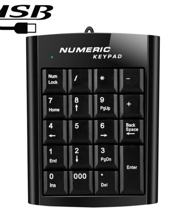 Mini USB Numeric keyboard with 19 keys(Black)