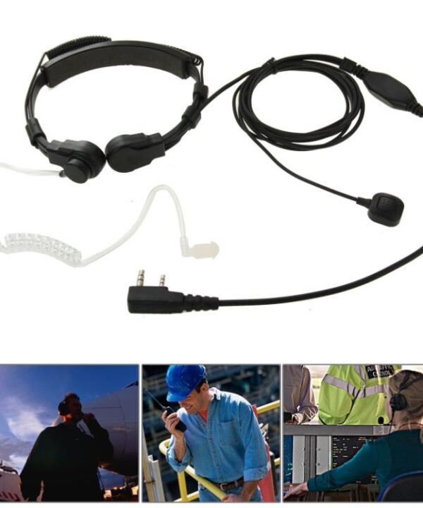 Throat control Transceiver Earpiece Headset for Walkie Talkies, 3.5mm + 2.5mm Plug