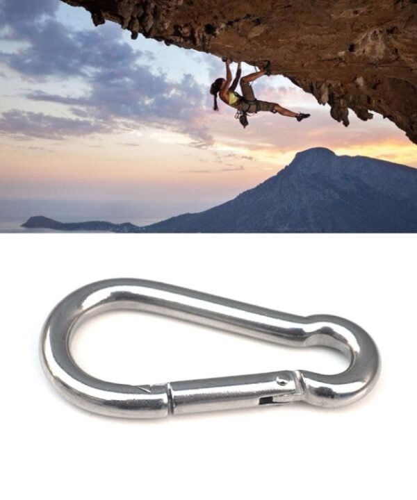 M5 Stainless Steel Carabiner Spring Hook Multi-tool Mountaineering Buckle Lock Camping Hook Rope, Inner Diameter: 4.9mm