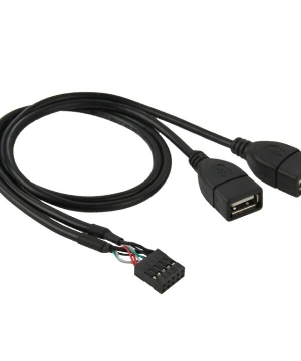 10 Pin Motherboard Female Header to 2 USB 2.0 Female Adapter Cable, Length: 50cm