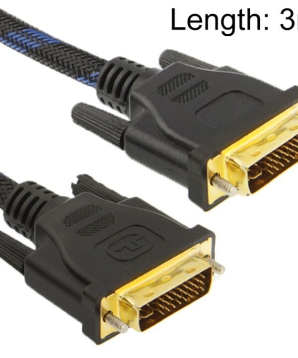 Nylon Netting Style DVI-I Dual Link 24+5 Pin Male to Male M / M Video Cable, Length: 3m