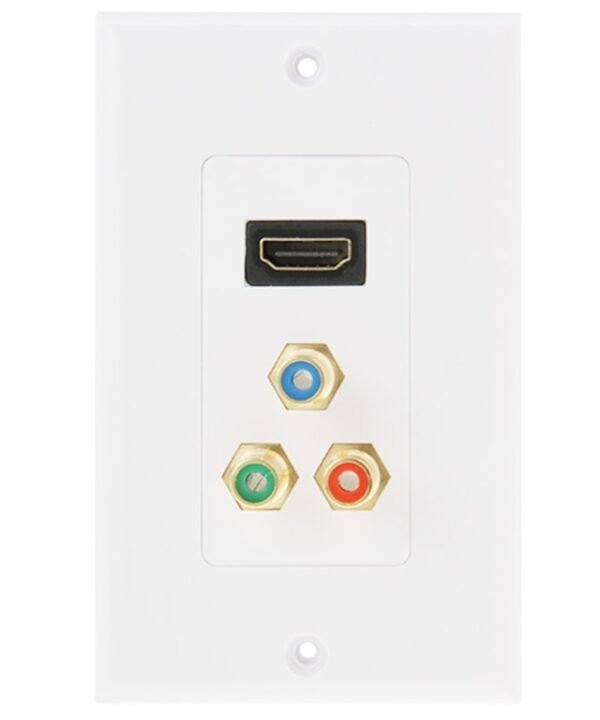 HDMI Female Plug + 3 RCA Female Plugs Wall Plate Panel