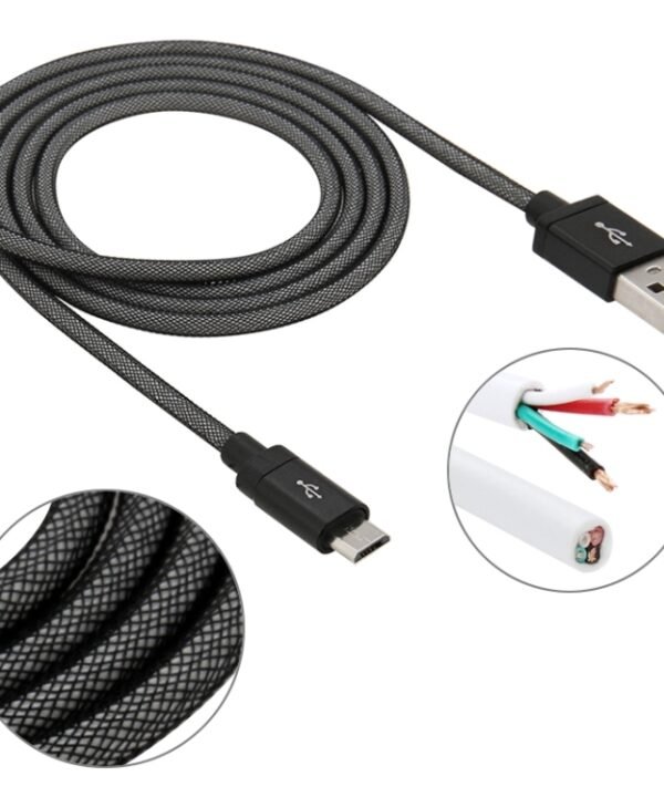 1m Net Style High Quality Metal Head Micro USB to USB Data / Charging Cable