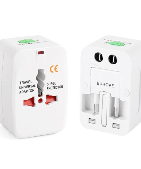 All in 1 (EU + AU + UK + US Plug) World Universal Travel Adaptor(White)