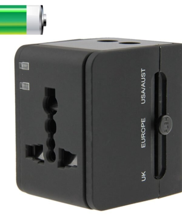 International 2.1A 2-USB EU / AU / UK / US Plug Travel Universal Adaptor(Black)