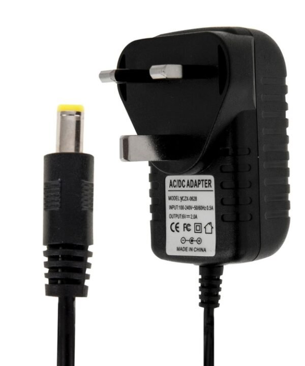 UK Plug AC 100-240V to DC 6V 2A Power Adapter, Tips: 5.5 x 2.1mm, Cable Length: about 1.2m(Black)