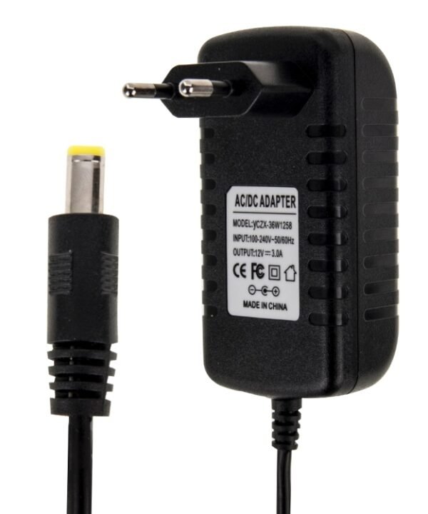 EU Plug AC 100-240V to DC 12V 3A Power Adapter, Tips: 5.5 x 2.1mm, Cable Length: about 1.2m, EU Plug DC 12V 3A