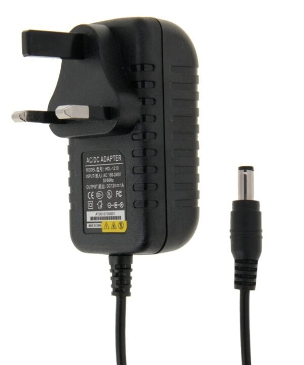 UK Plug AC 100-240V to DC 12V 1A Power Adapter, Tips: 5.5 x 2.1mm, Cable Length: about 90cm(Black)