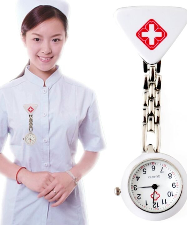 Portable Alloy Nurse Round Quartz Wristwatch Watch with Pin(Silver)