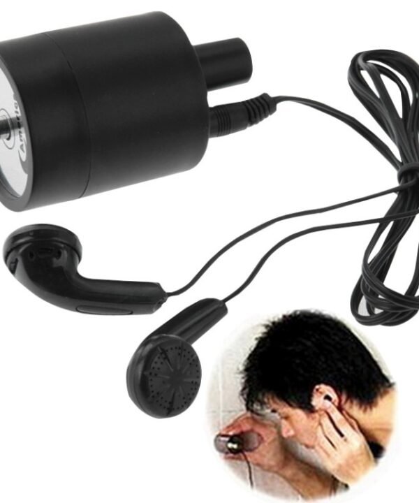 Powerful Audio Wiretap Listen Device Fold Ear Amplifier Wall Door Eavesdropping Surveillance with Earphone(Black)