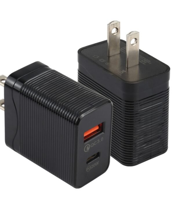 LZ-728 QC 3.0 USB + PD 20W USB-C / Type-C Fast Travel Charger, US Plug, US Plug