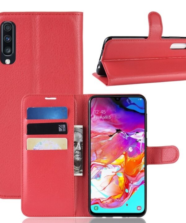 Litchi Texture Horizontal Flip Leather Case for Galaxy A70, with Wallet & Holder & Card Slots, For Galaxy A70