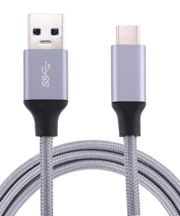 1m Wires Woven Metal Head USB-C / Type-C 3.1 to USB 3.0 Data / Charger Cable