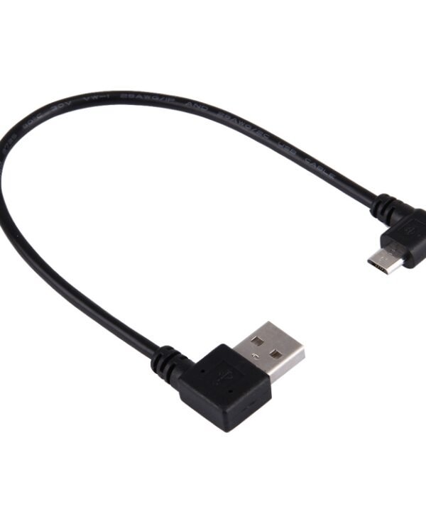 20cm USB 2.0 Male Angle Left to Left Turn Micro USB Male Angle Data Charging Cable