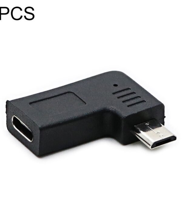 2 PCS USB-C / Type-C Female to Micro USB (Right / Left Angle) Male Elbow Adapter Converter