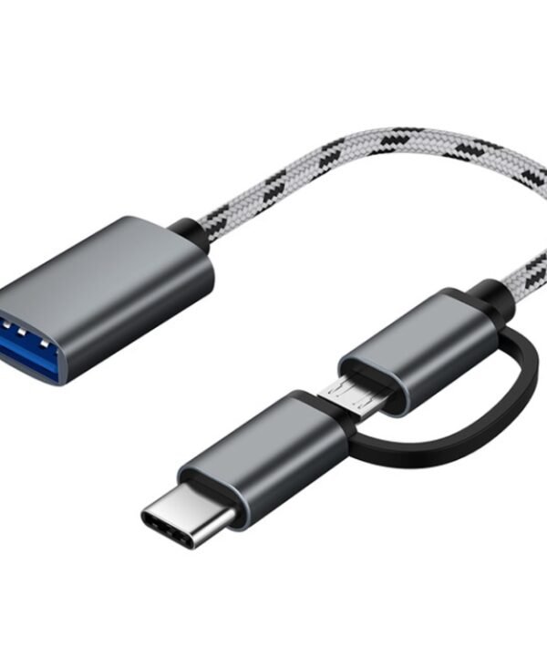 USB 3.0 Female to Micro USB + USB-C / Type-C Male Charging + Transmission OTG Nylon Braided Adapter Cable, Cable Length: 17cm, Micro USB 17cm Grey, Micro USB 17cm Gold