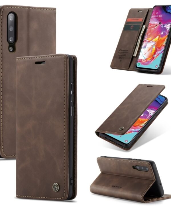 CaseMe-013 Multifunctional Retro Frosted Horizontal Flip Leather Case for Galaxy A70, with Card Slot & Holder & Zipper Wallet & Photo Frame, For Galaxy A70