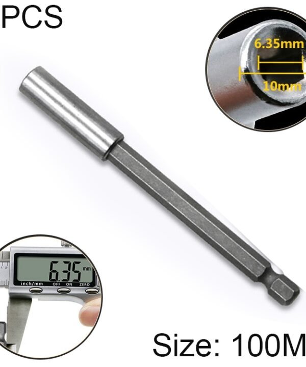 5 PCS 1/4 Electric Batch Head High Magnetism Connecting Rod Pistol Drill Extension Rod Sleeve Fast Turning Joint, Length: 100mm
