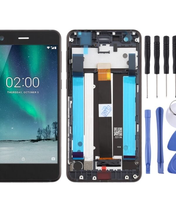 LCD Screen and Digitizer Full Assembly with Frame & Side Keys for Nokia 2 N2 TA-1007 TA-1029 TA-1023 TA-1035 TA-1011, For Nokia 2