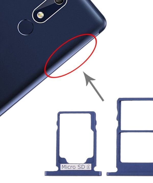 SIM Card Tray + SIM Card Tray + Micro SD Card Tray for Nokia 5.1 TA-1075, For Nokia 5.1