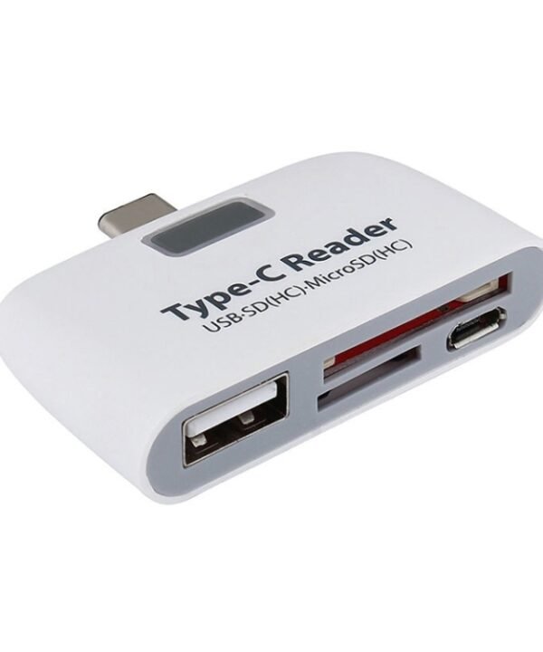 TF + SD Card + USB Port to USB-C / Type-C Adapter Card Reader Connection Kit with LED Indicator Light