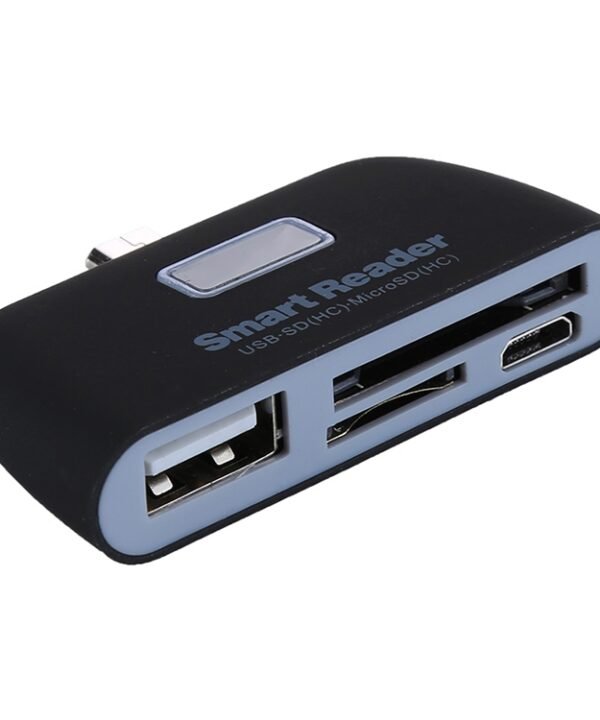 Micro SD + SD + USB 2.0 + Micro USB Port to Micro USB OTG Smart Card Reader Connection Kit with LED Indicator Light
