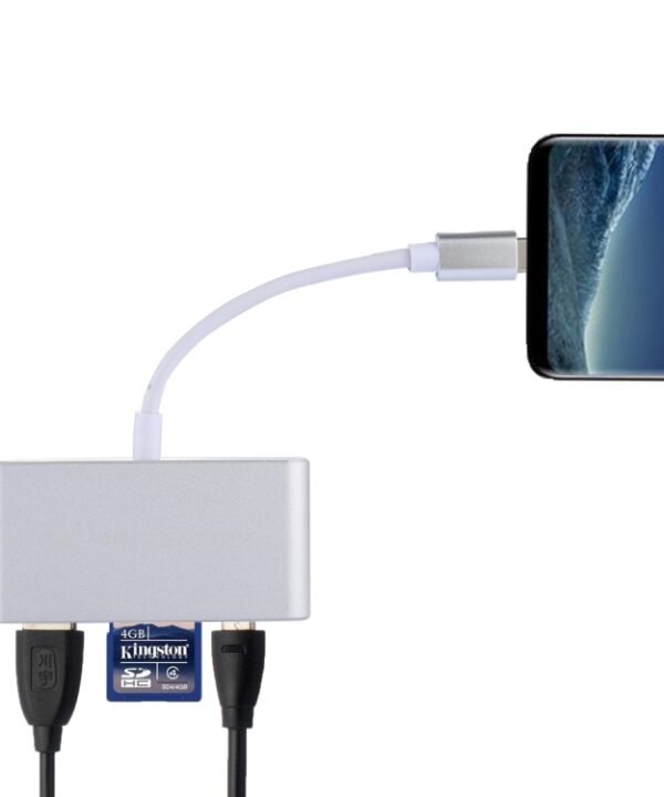 5 in 1 Micro SD + SD + USB 3.0 + USB 2.0 + Micro USB Port to USB-C / Type-C OTG COMBO Adapter Card Reader for Tablet, Smartphone, PC, 5 in 1(Silver), 5 in 1(Gold)