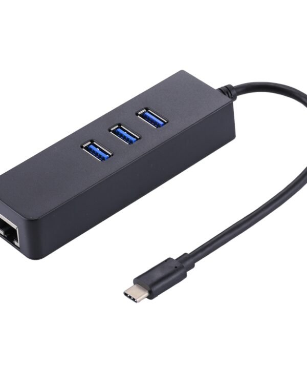 USB-C / Type-C to 3 USB 3.0 Ports HUB + RJ45 High Speed Gigabit Ethernet Adapter Multi-function LAN Adapter