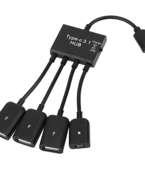 Portable USB-C / Type-C Male to 3 USB Ports Female + Micro USB Female Power Charging OTG HUB Cable Connector Splitter