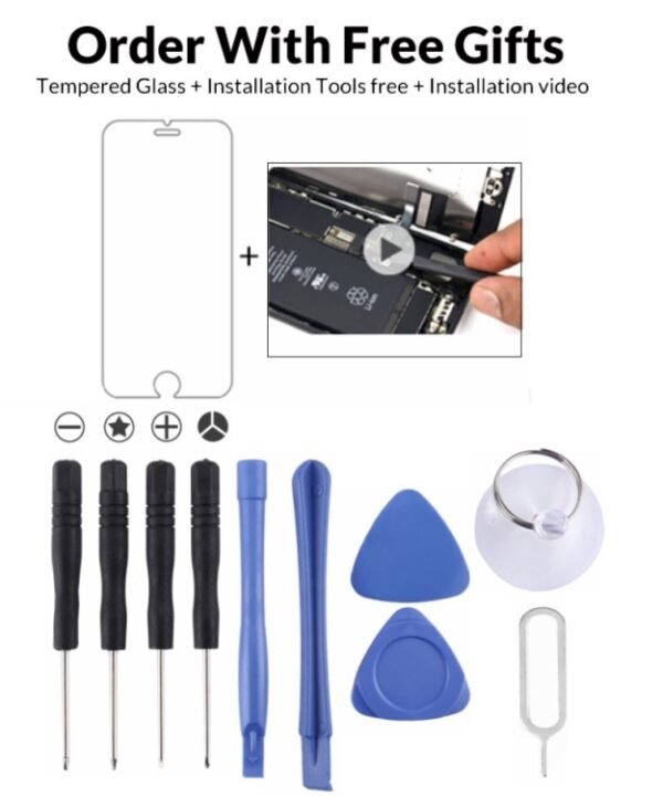 11 in 1 Repair Kits (4 x Screwdriver + 2 x Teardown Rods + 2 x Triangle on Thick Slices + 1 x Eject Pin + 1 x Chuck + 1 x Tempered Glass)