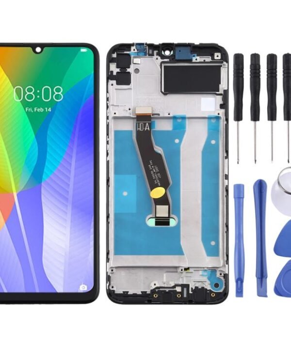 LCD Screen and Digitizer Full Assembly with Frame for Huawei Y6p, For Huawei Y6p