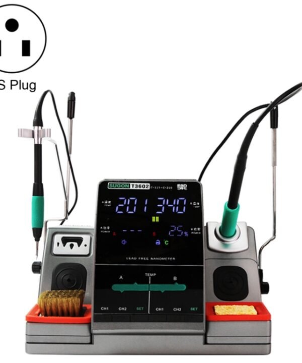 SUGON T3602 110V 240W Dual Station Nano Electric Soldering Station with Double Handle, US Plug