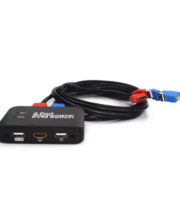 2 Ports USB HDMI KVM Switch Switcher with Cable for Monitor, Keyboard, Mouse, HDMI Switch, Support U Disk Read