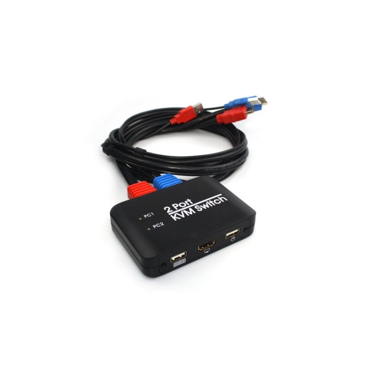 2 Ports USB HDMI KVM Switch Switcher with Cable for Monitor, Keyboard, Mouse, HDMI Switch, Support U Disk Read - Image 3